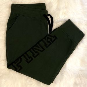 VS PINK Joggers ~ dark army green with black lettering